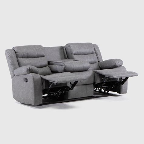 Sofá Gris Reclinable 3 Cuerpos Moderno Roma KM060SGR-5