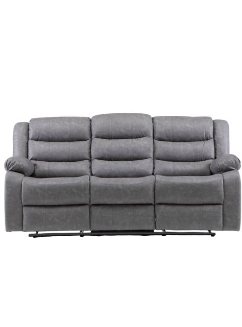 Sofá Gris Reclinable 3 Cuerpos Moderno Roma KM060SGR-1
