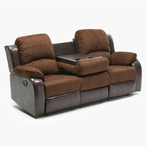 Sofá Reclinable Thompson Pu + Microfibra + Portavasos  U9000s-1
