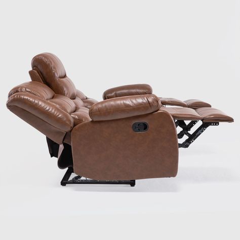 Sofá Reclinable 3 Cuerpos Café PU Moderno Roma KM060SBR-3