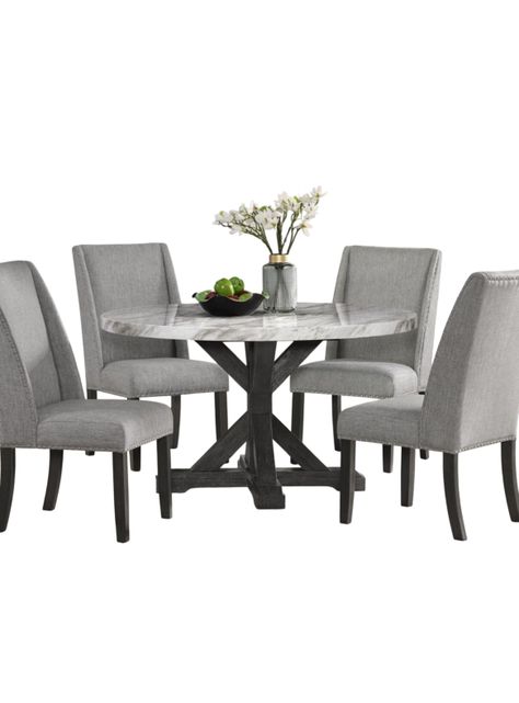 Juego de Comedor Redondo 4 Sillas Moderno Rodeus Mármol DC4093R-0