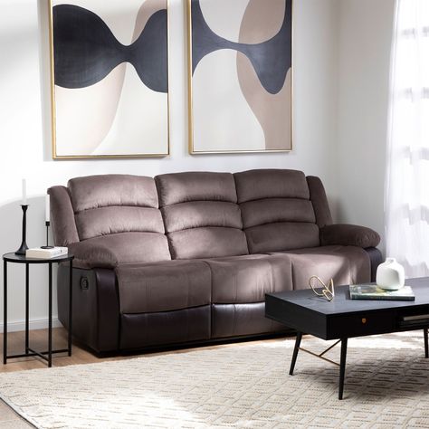 Sofá 3 Cuerpos Reclinable Moderno Café Praga 8040SBR-1