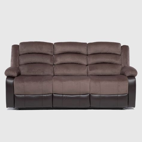 Sofá 3 Cuerpos Reclinable Moderno Café Praga 8040SBR-3