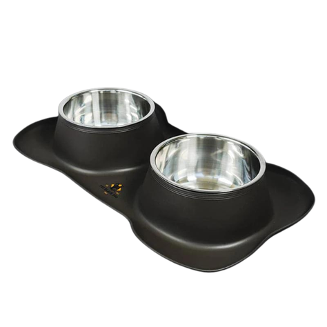 Plato Doble Para Perros De Acero Inoxidable Anti-hormigas-0