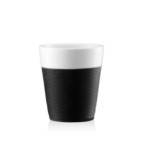 Set de 2 Vasos BISTRO Porcelana Con Manga de Silicona, 300 ml-1