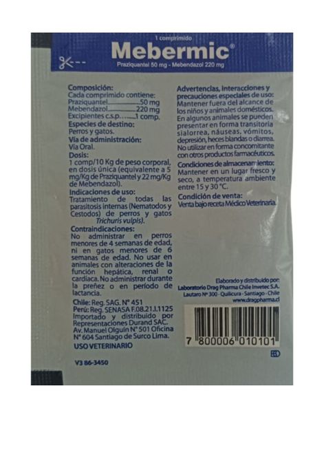 Mebermic Antiparasitario 10 comprimidos-1