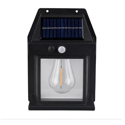Lampara Solar De Pared 1 Foco + Sensor Movimiento Luz Cálida Exterior-0