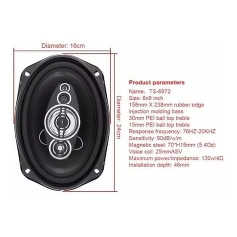 Parlantes de Auto Pcinener Ts-6972 800w de Poder Color Negro-4