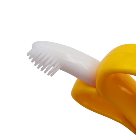 MORDEDOR DE ENCIA CON CEPILLO PARA BEBE BANANA AMARILLO-2