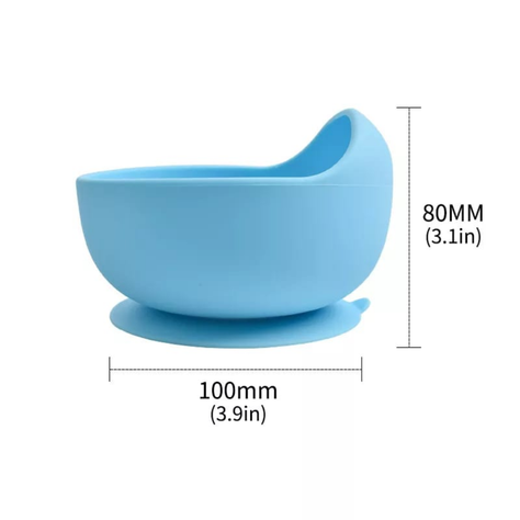 CUENCO DE SILICONA CON CUCHARA PARA BEBE CELESTE-2