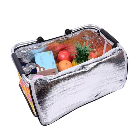 Bolso Termico Plegable Flores Rosa Cooler Canasta Picnic-5