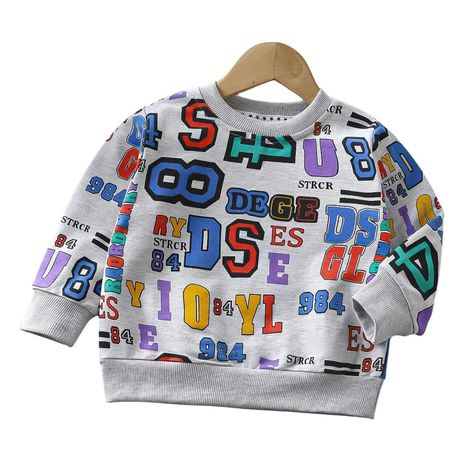 Poleron Infantil Algodon Diseño Numeros Gris-0