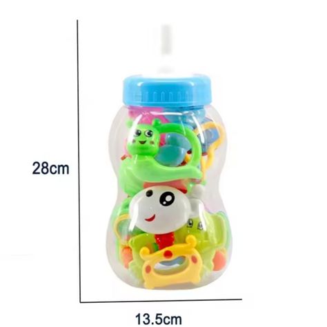 Set Sonajeros Cascabel Mordedor Bebe Celeste 8 Piezas-1