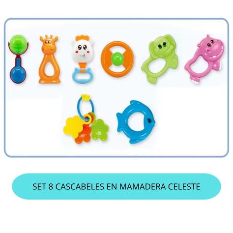 Set Sonajeros Cascabel Mordedor Bebe Celeste 8 Piezas-2