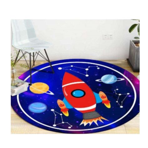 Alfombra Infantil Redonda Cohete 110 cm Tapete Dormitorio-0