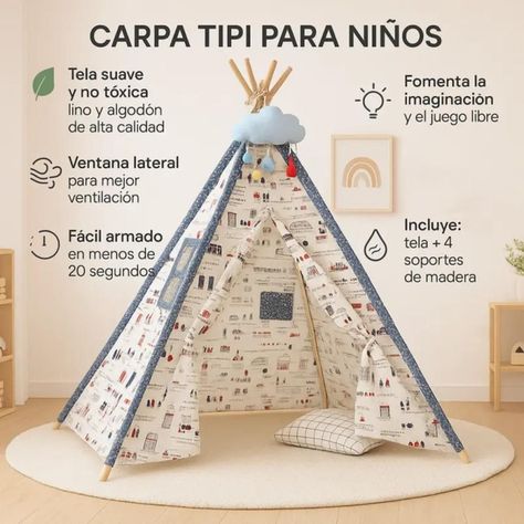 Carpa Tipi Niños Infantil 160 cm Paris Juguete Decoracion-3