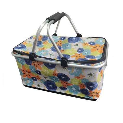 Bolso Termico Plegable Flores Colores Cooler Canasta Picnic-0