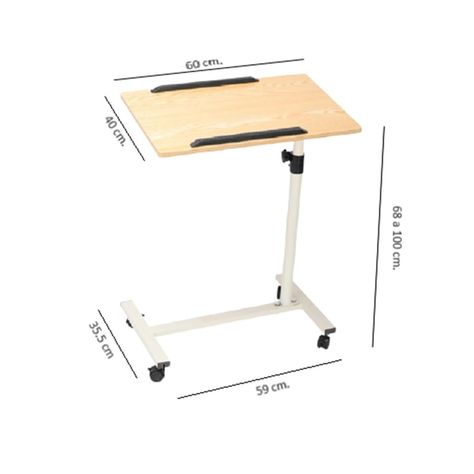 Mesa Plegable Enfermo Cama Altura Ajustable Computador Beige-2