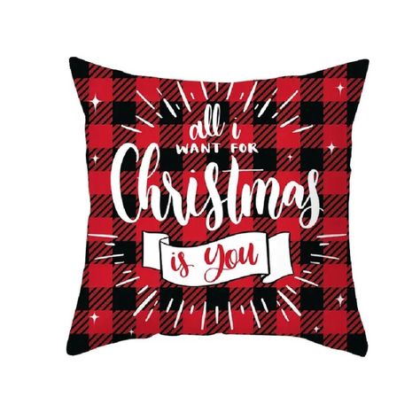 Funda Cojin 45x45 Navidad Rojo/Negro Lino Poly-0