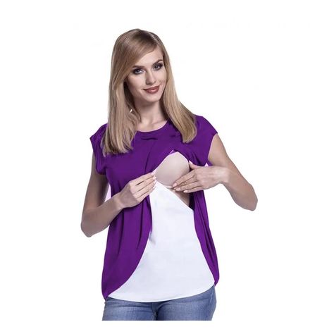 Polera Lactancia Maternidad Mara Manga Corta Morado-0