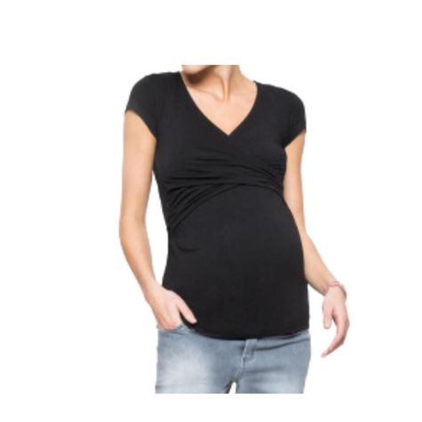 Polera Lactancia Maternidad Manga Corta Dani Negra-1