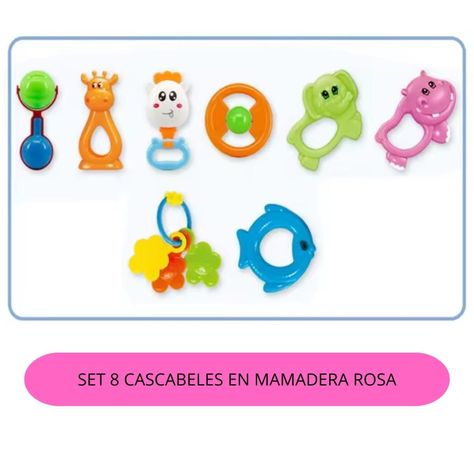 Set Sonajeros Cascabel Mordedor Bebe Rosado 8 Piezas-2