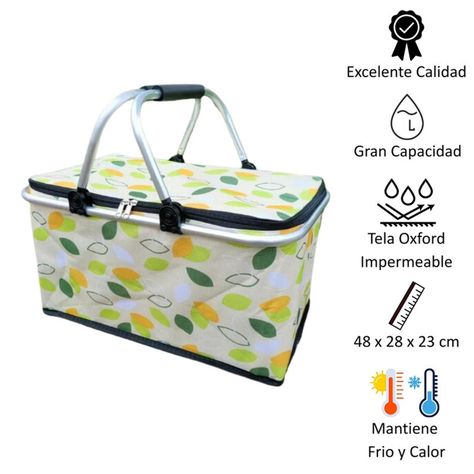 Bolso Termico Plegable Cooler Canasta Picnic Semillas-1