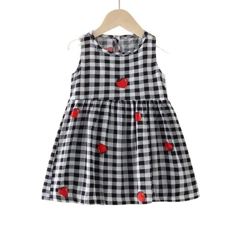 Vestido Niña Algodon Verano Estampado Blanco y Negro-0