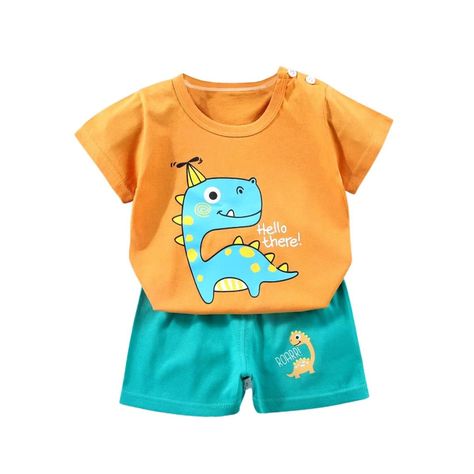Conjunto Short y Polera Algodon Verano Niño Dino Jr-0