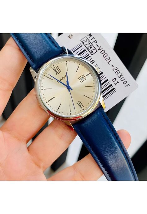 Reloj Mtp-V002l-2b3 Hombre Analogo Cuero-2