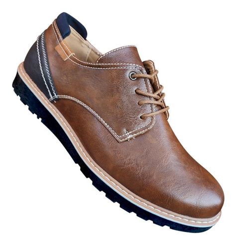 Zapato De Hombre Casual Oxford Cuero Pu Liso - Camel - 7116-0