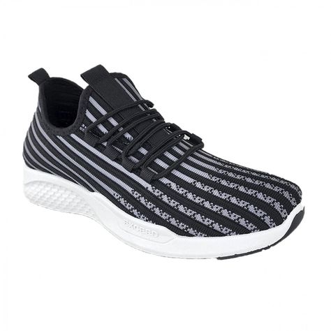 Zapatillas Deportivas Running Negro Rayas Gris 3204-1