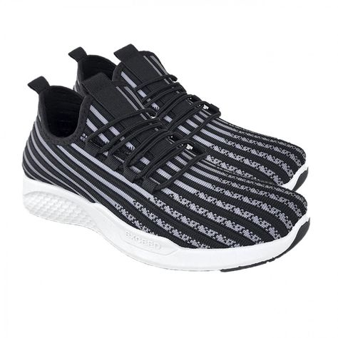 Zapatillas Deportivas Running Negro Rayas Gris 3204-2