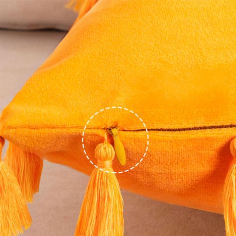 Fundas Para Cojín 45x45 Decorativas Con Borla Amarillo Pack 4U-2