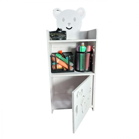 Mueble estante 3 niveles Blanco con Diseño de Osito - 50cm de Alto-0