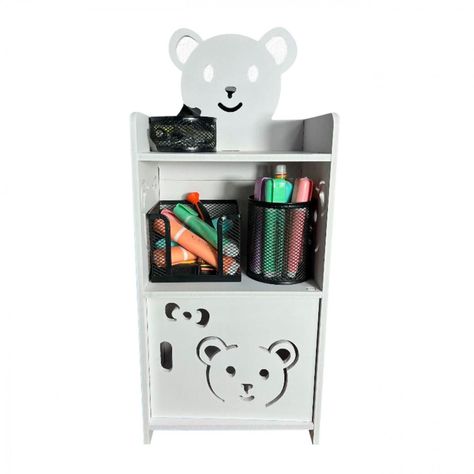 Mueble estante 3 niveles Blanco con Diseño de Osito - 50cm de Alto-1