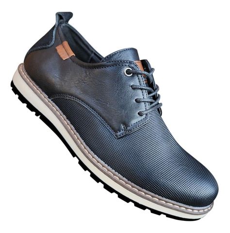 Zapato De Hombre Casual Oxford Cuero Pu - Negro - 7122-0