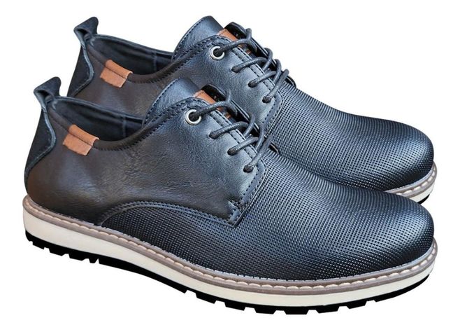 Zapato De Hombre Casual Oxford Cuero Pu - Negro - 7122-2