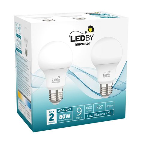 Pack 2 Ampolletas Led A60 9W Luz Fría-1