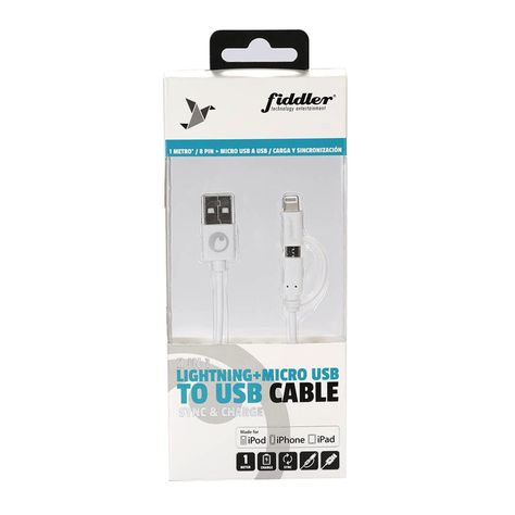 Cable de Carga USB a MicroUsb y Lightning Fiddler 2 en 1-1