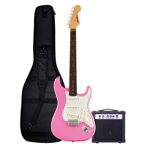 Combo Guitarra Eléctrica Rosada Fiddler + Amplificador 10W-0