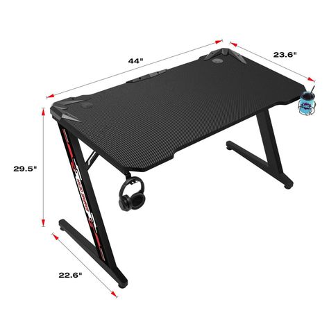 Escritorio Gamer con Soporte para Audífonos y Vaso Fiddler Z-1