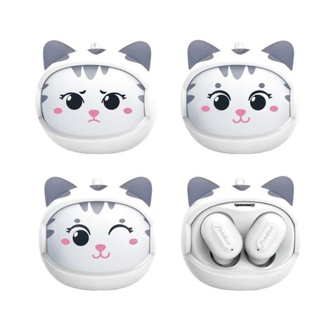 Audífono Bluetooth Cat Kawaii Rolling Face-4