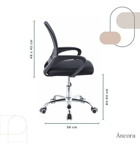 Silla De Oficina Áncora Ergonómica Para Escritorio Negra-4