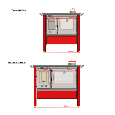 Cocina a leña Allegra XL Amesti Roja -1