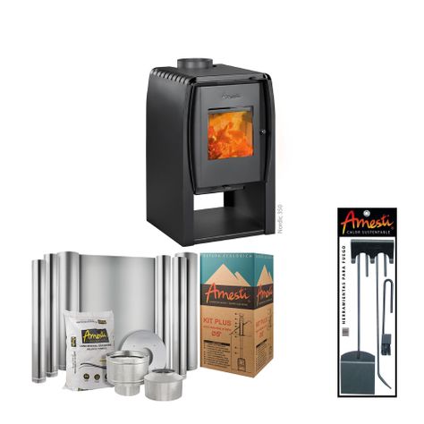 COMBO CALEFACTOR LEÑA NORDIC350+KITINST5"+SETMURO-0