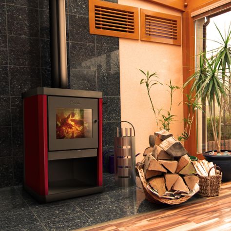 Calefactor a Leña Amesti Classic 400 Rojo-1