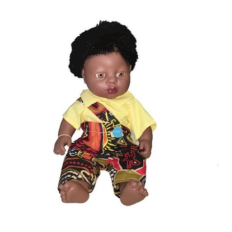 Muñeco Niño Africano 40 cm. Con Ropa Con Pelo-0