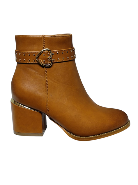Botin Mujer  Camel Taco Bajo  M477-2