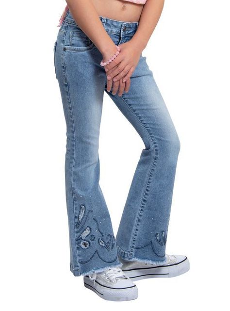 Jeans Mezclilla Flare Niña Algodón -0